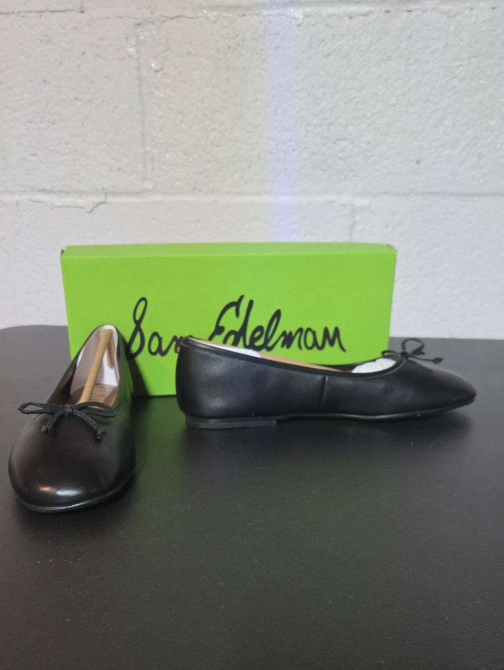 Sam Edelman Alie Black Leather Bow Ballet Flats